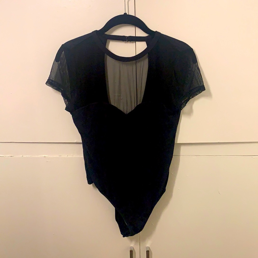 Mesh sheer black bodysuit